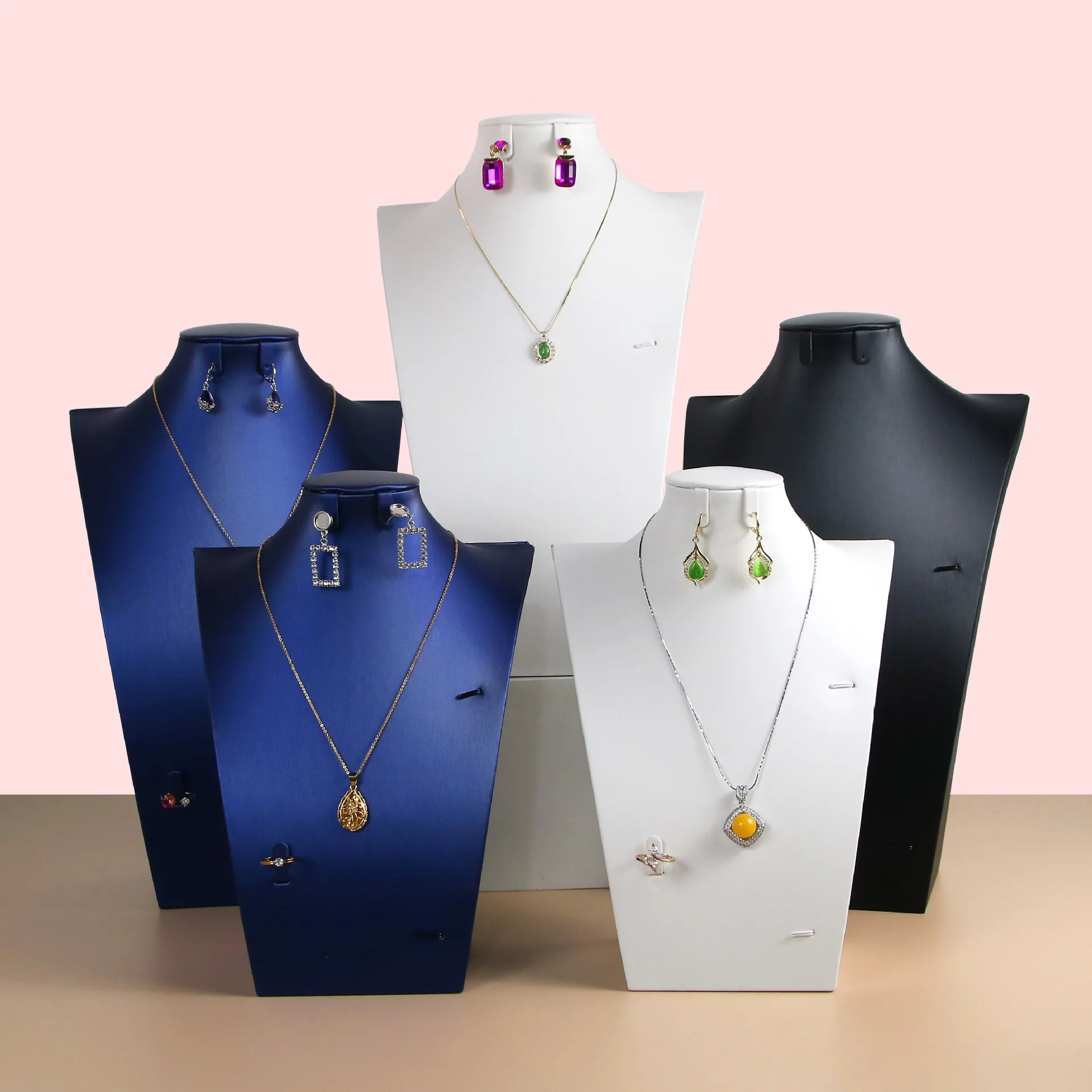 PU Leather Mannequin Jewellery Standing Model Jewelry Storage Props Neck Portrait Bust Ring Necklace Earrings Display