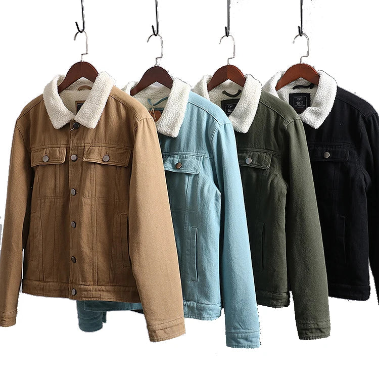 New Style Men's Jackets With Turn-down Collar Retro Cotton Jacket  Black Plus Size Men's Jacket