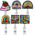 Glitter Acrylic Plastic Office Teacher Badge Holder Eductor Decoration Gifts Name Badge Reel Card With Clip