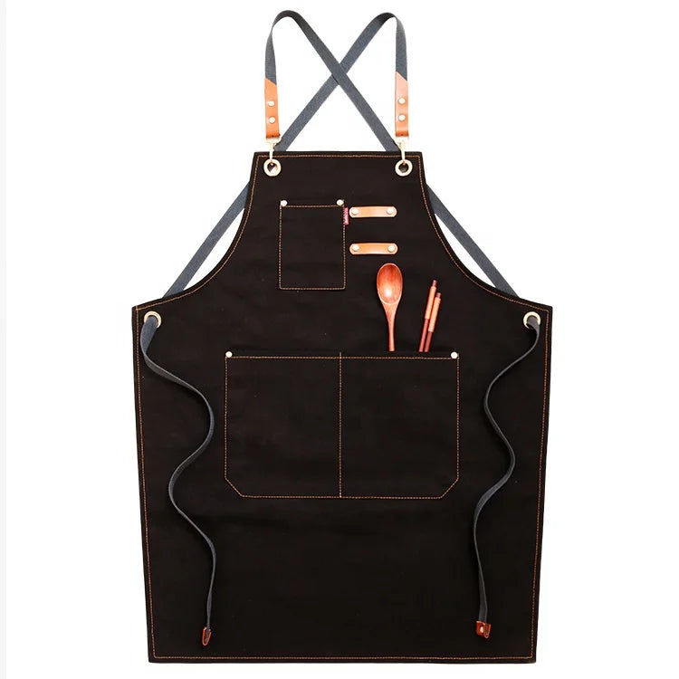 Men's and Women's Cowboy Print Canvas Work Apron for Barber Milk Tea Shop Hairdressing Nail Painting