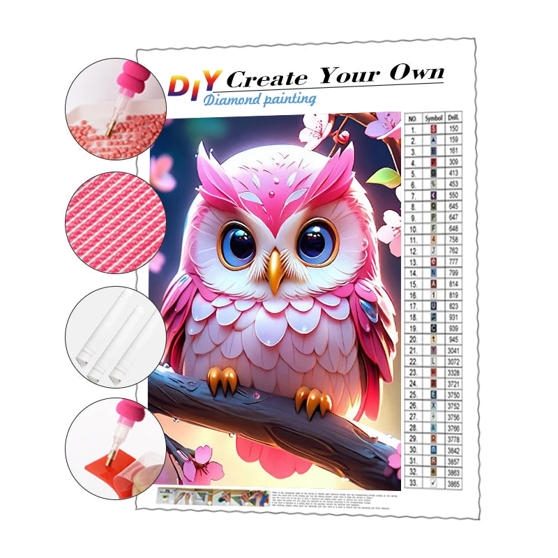 Real Manufacturer Price Diamond Painting Pink Owl Resin Diamond Velvet Decoration Embroidery AB