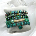 Bohemian Style Handmade Jewelry Natural Stone Gravel Bracelet Fishtail  Bangle Drop Pendant Stack Bracelet
