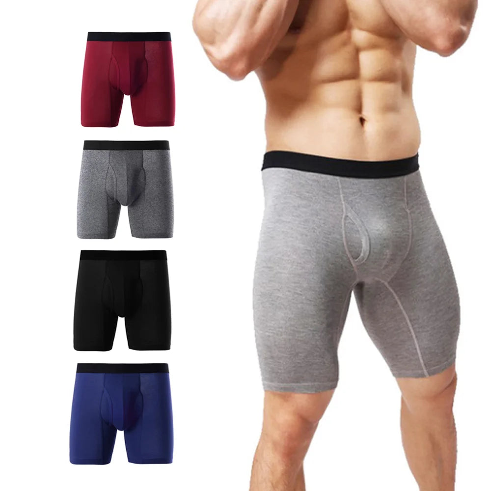 2021 New Design Men Underpants Panties Briefs Cotton Trunks Striped Long Leg Underwear Long Men Boxer Shorts