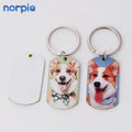 Shipment Immediately Stainless Steel Dog Tag Photo Keychains Silver Edges Sublimation White Double-sided Blank Dog Tag Keychain