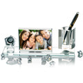 BXP-06 Sublimation Crystal Pen Holder Photo Frame Blanks 280*100*75mm with Clock for Wedding/Hotel/Office/School Use