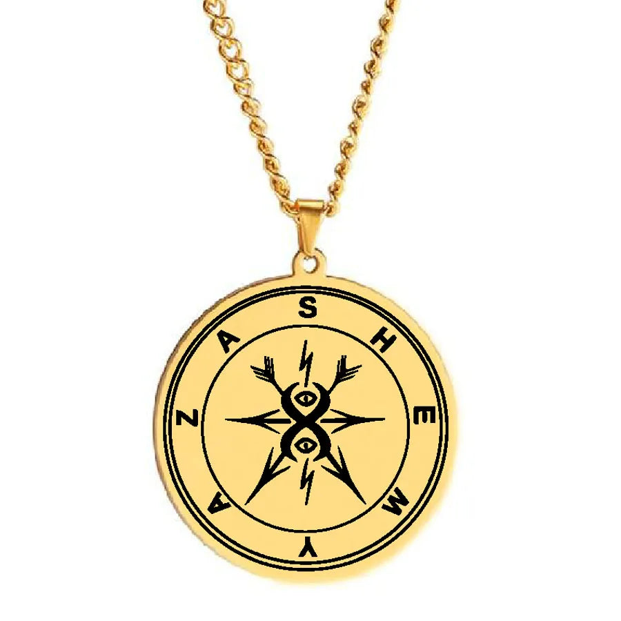 HLSS541 Shemyaza the Master Key Classic Harnesses Secrets of the Occult Charm Talisman Amulet Stainless Steel Pendant Necklace