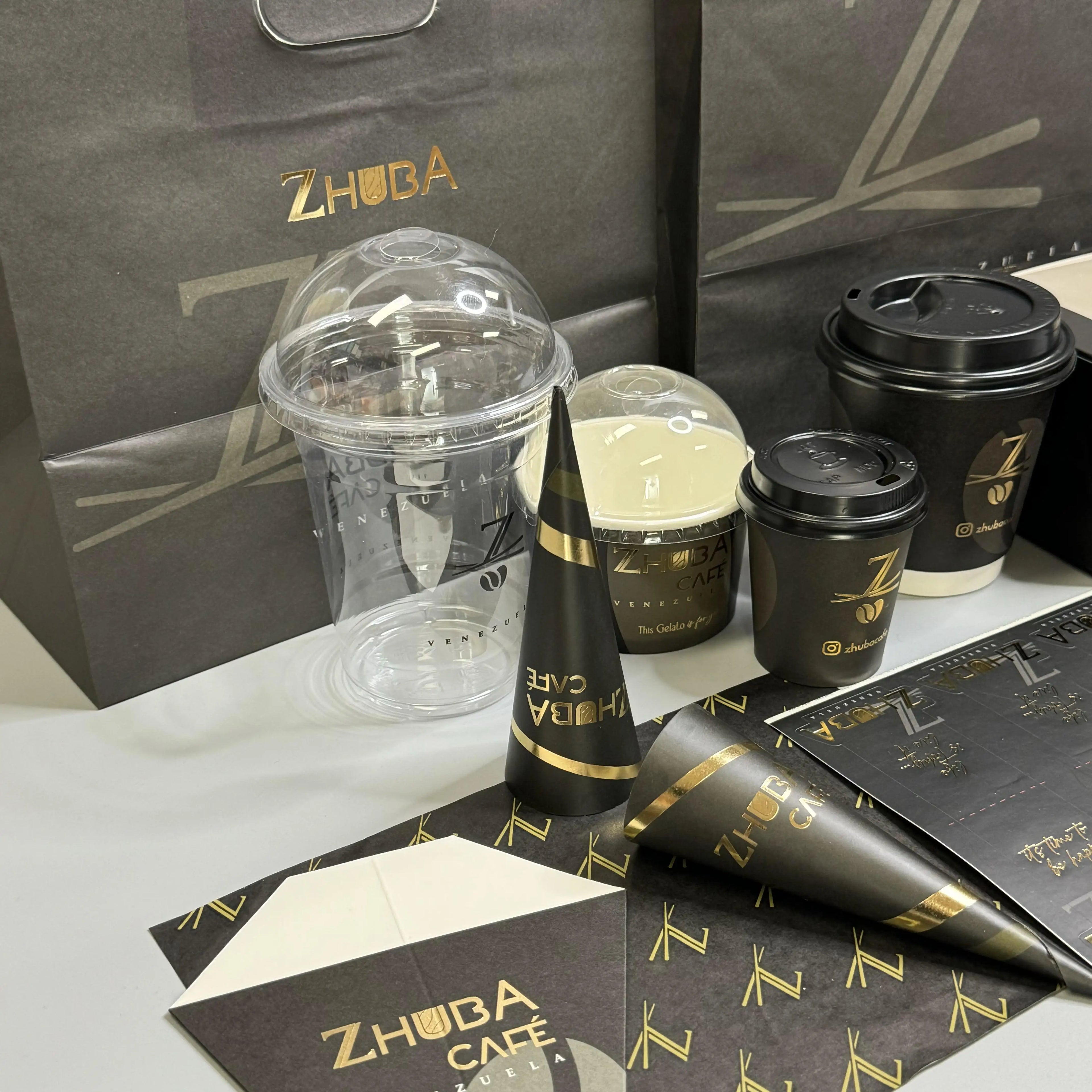 Custom Logo Printed Disposable Plastic Cups 12oz 16oz 20oz 24oz Double Wall Clear-Lid Wine Coffee Tequila Whisky Greaseproof