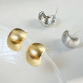 2023 New Arrival Fashion Jewelry Minimalist Metal Brushed Bean Earrings Women Geometric Texture square Stud Matte Gold Earrings