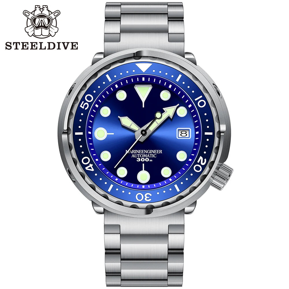 Ready to Ship SD1975 Japan Movement NH35 300M Waterproof SS Bracelet Blue Bezel Steeldive Mens Diver Watch