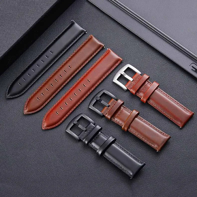 Plain Style 18mm 20mm 22mm Oil Waxed Leather Quick Release Buckle Watchband Wrist Band DW Italian Genuine Leather Watch Straps