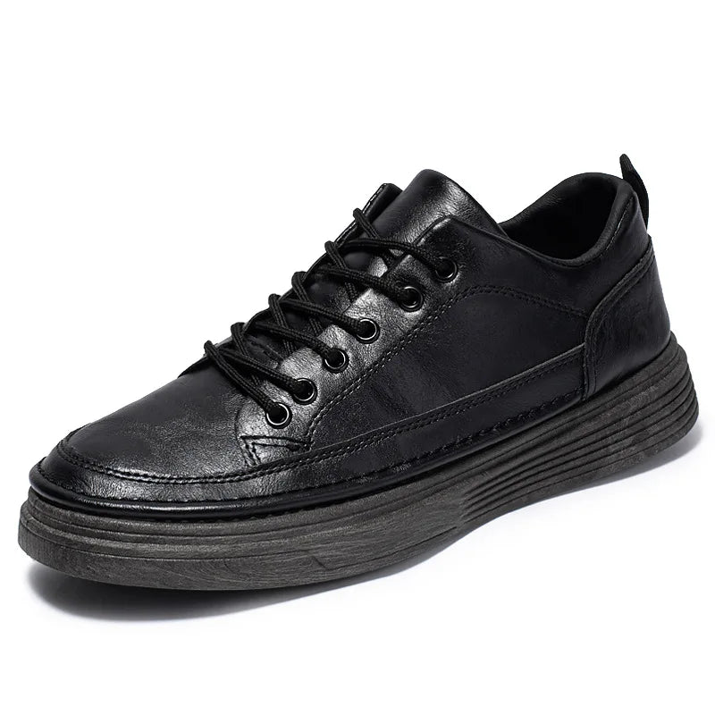 2026 Hot Sale PU Leather Walking Style Shoes Air Cushion Lace up Running Sneaker Custom for Men