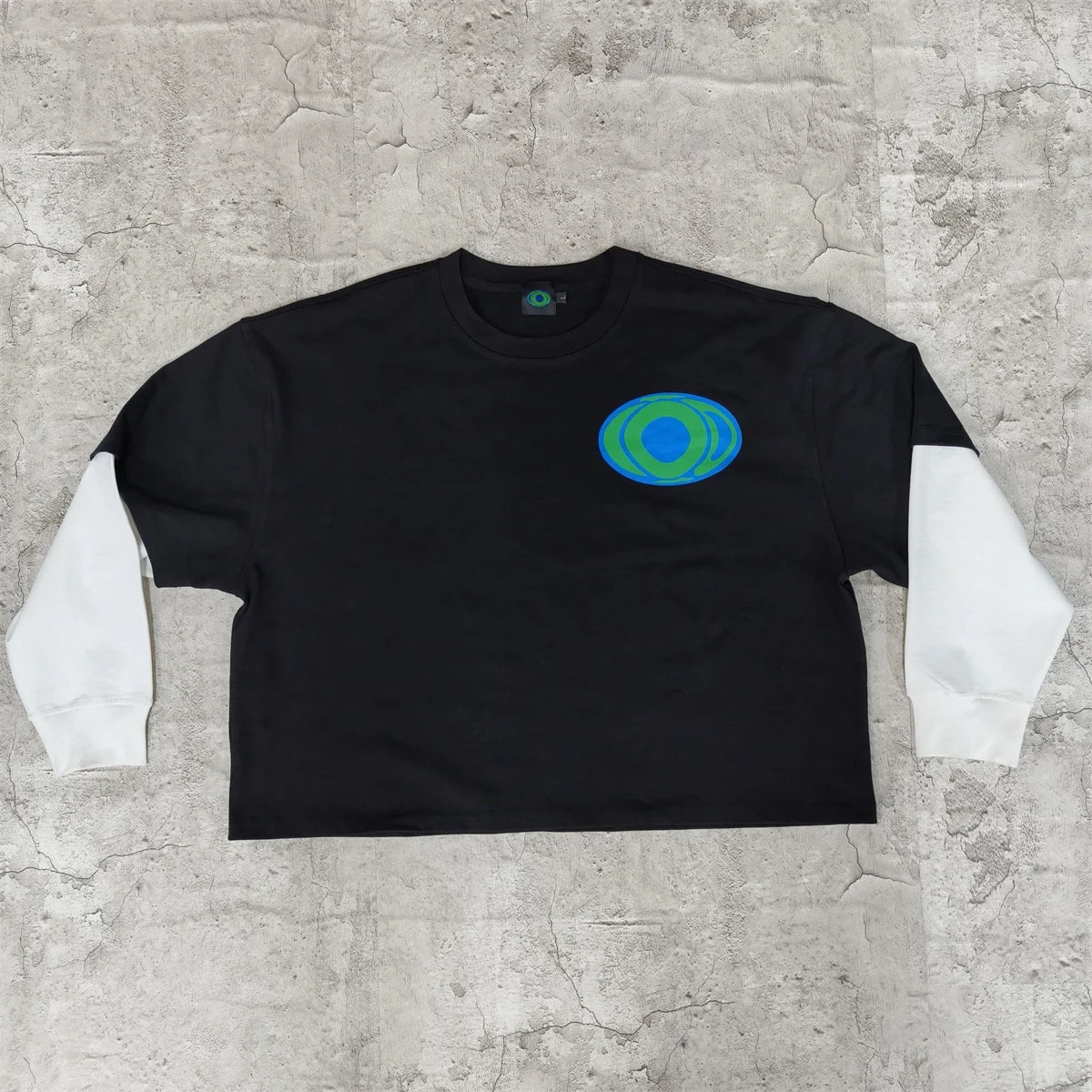 OEM Heavyweight Cotton Graphic Tee Boxy Double Layer Long Sleeve Men T-shirts Oversize Double Layered Crop Boxy T Shirt