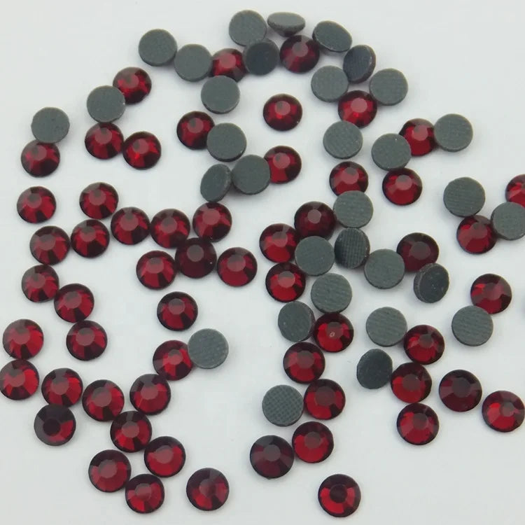 Wholesale Crystal Stone Glass Dmc Rhinestone Hotfix Siam Color Black Glue Bottom Iron on Strass for Shoes Clothes
