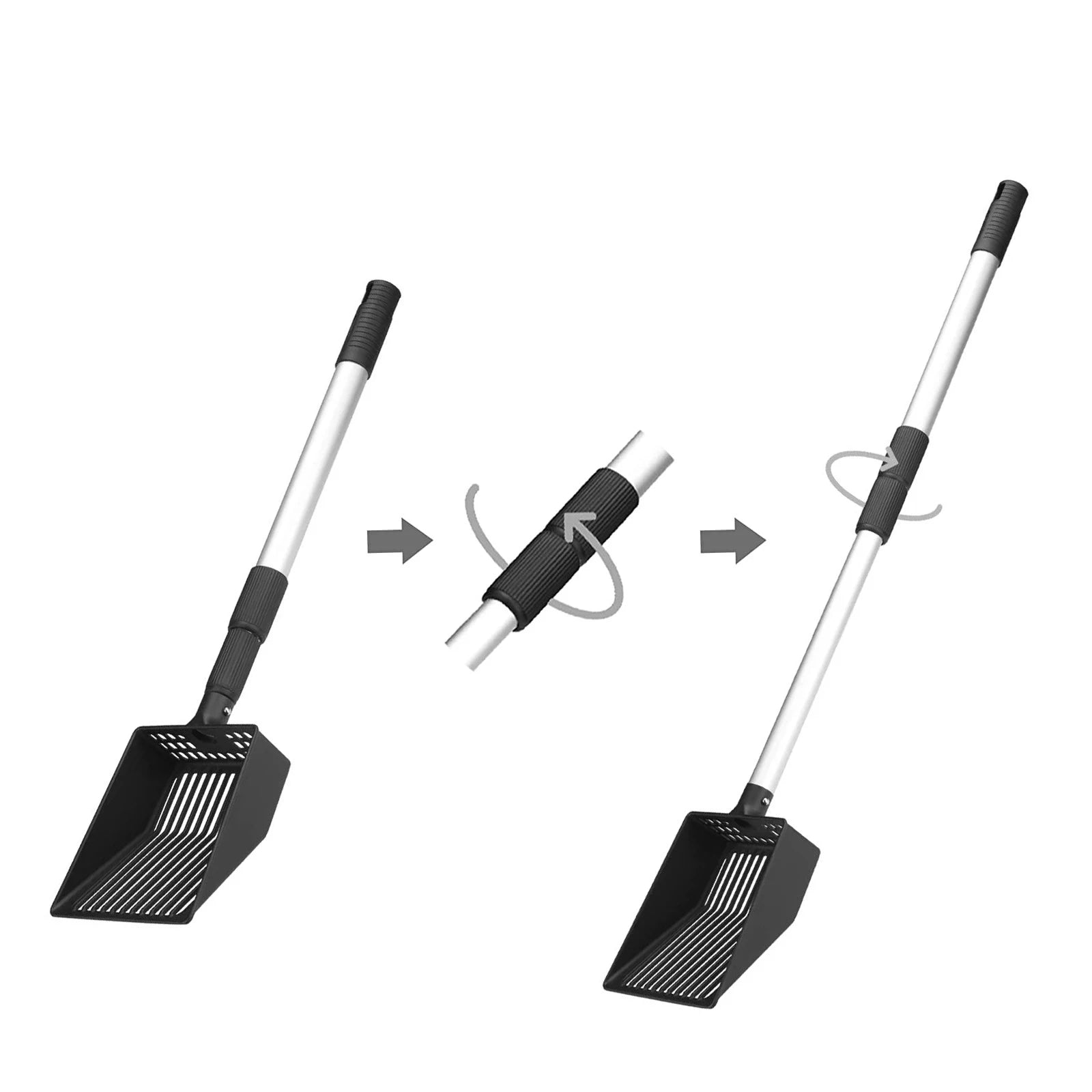 Removable Non-Bending Heavy Duty Cat Litter Scoop Households Metal Cat Litter Scoop with Retainer for Multi-Cat Pet Waste Scoop