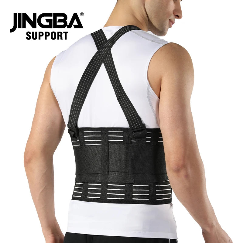 JINGBA Custom Manufacturer Wholesale High-End Workout Back Support Belt Shoulder Straps Sports Protection Back Weightlifting
