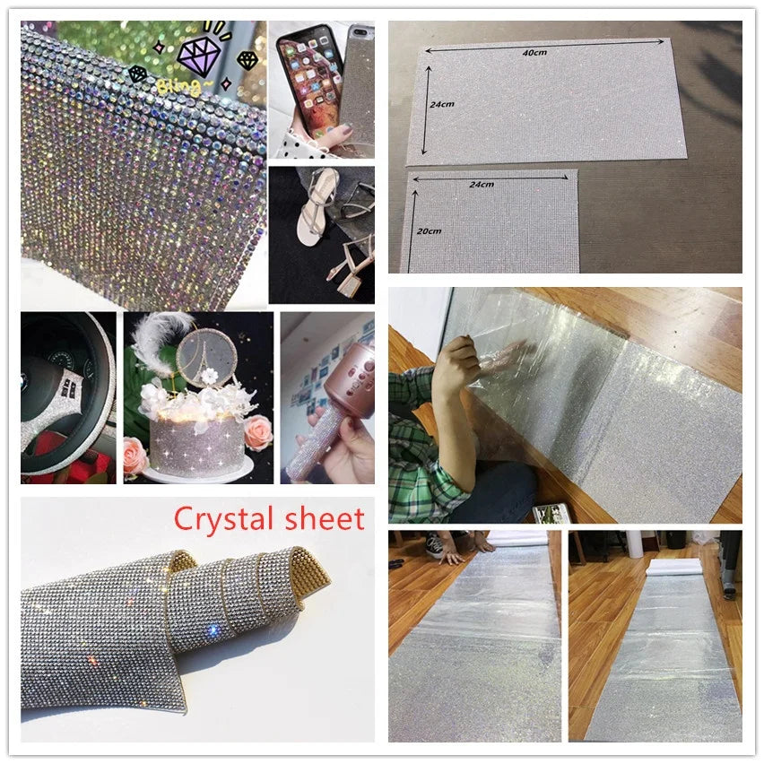 Hot Fixed Rhinestone Tape Self Adhesive Sticker Fabric Rhinestone Roll Handicraft
