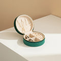 2025 Luxury Modern Style Vintage White Green Portable Velvet Jewelry Box for Travel-Ring Earring Storage