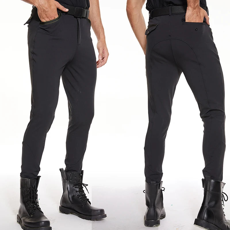 Black Men Quality Wholesale High Waisted Riding Jodhpurs Breeches Breathable Horse Riding Leggings Equestrian Clothing for Male