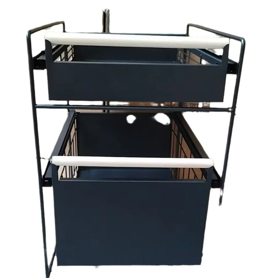 Kitchen Sink Double Tier Metal Storage Rack Pull Out Condiment Dish Multifunction Counter Top Cabinet Drawer Layer Rack
