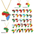 Hot Selling Stainless Steel Link Chain Necklace with Drop Oil Africa Map Featuring Cote D'Ivoire Rwanda Egypt Uganda Gift