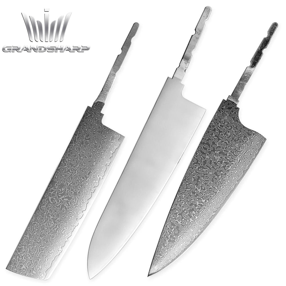 Grandsharp Damascus AUS10 Chef Knife Bank Making Materials DIY Blade Kitchen Knife Blanks Steel Blade Cooking Tools DIY Tool