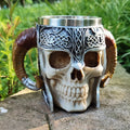 15oz Stainless Steel Liner Croissant Cup Coffee Cup Resin Head Tied Viking Beer Mug