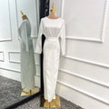 European and American Corset Dress Europe and the United States Dubai Satin Long Skirt Crew Neck  Unlined  Viscose  Modest Dress