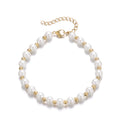 Simple Luxury Baroque Pearl Bracelet for Women Gold Plated White Pearl on Stainless Steel Chain for Weddings Fine Jewelry