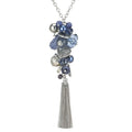 JOYFFO Women's Trendy Silver Long Tassel Necklace Boho Chain with Beaded Pendant Fashion Jewelry Gift