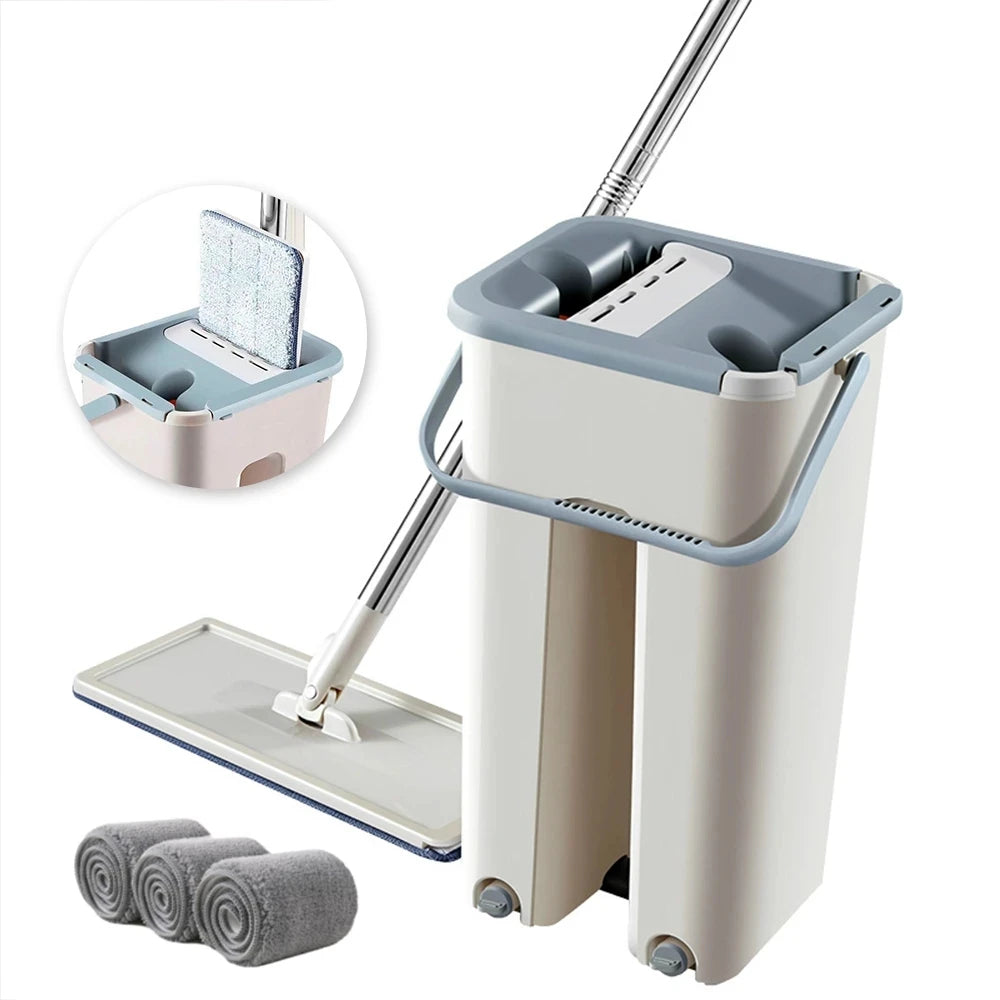 Squeeze Floor Mop Bucket Household Spin Bucket Magic Flat Mops Home Kitchen Dry Wet Mops