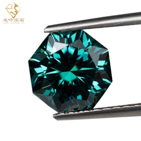 LONGYING Diamond Wholesale Hexagon Cut Cyan Blue Loose Moissanite for Engagement Ring