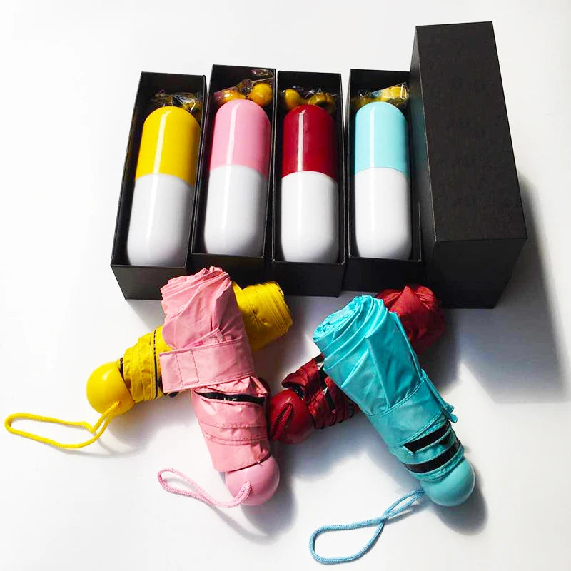 Wholesale 5-Piece Custom Logo Luxury Mini Folding Umbrella Minimalist Design Manual Control Sunscreen for Giveaways-Summer Use