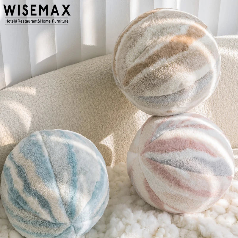 WISEMAX FURNITURE Round Decorative Ball Throw Pillows Soft Velvet Boucle Knot Ball Pillow Cushion for Sofa Home Decor