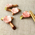 Pretty Ceramic Plum Blossom Chopstick Holder Table Decoration Suit-Business Gift Highlights Taste and Cultural