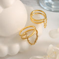 Stainless Steel Jewelry Simple Double Band Ring 18k Gold Plated Chain Tassel Ring Anillos Acero Inoxidable Por Mayor