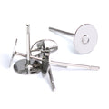 Wholesale Long 12mm Pin Silver Surgical Stainless Steel Flat Pad Post Stud Round Earring Findings