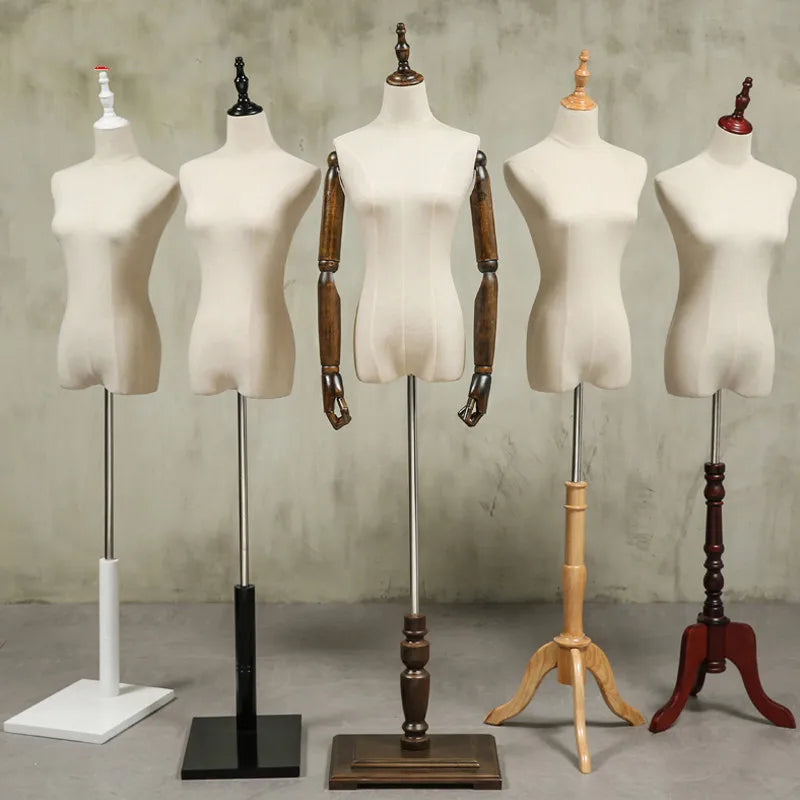 Mannequins Female Half Body with Wood Base