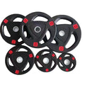 China Online Selling 3 Holes Black Rubber Coated Weight Plate Application Weight Training