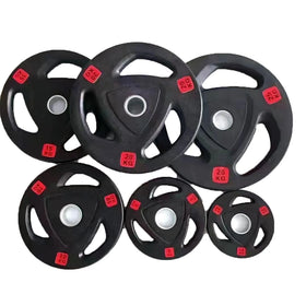 China Online Selling 3 Holes Black Rubber Coated Weight Plate Application Weight Training