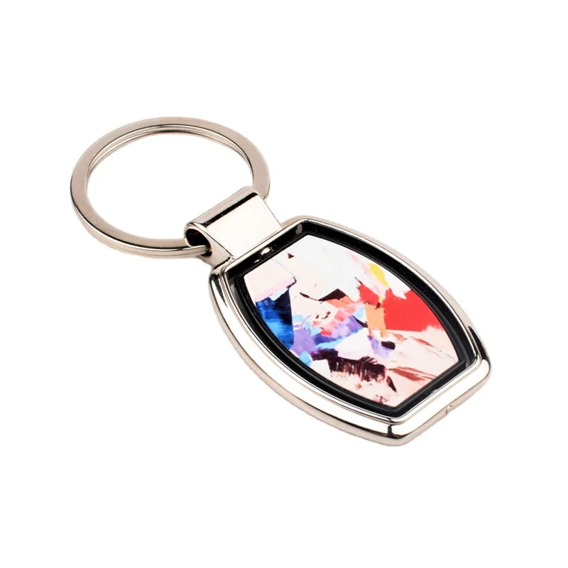 Qualisub  Metal Sublimation Keychain New Design Oval Shape Rotating Sublimation Blank Keychain for Custom Design