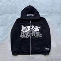 OEM Full Zipper French Terry Heavyweight Sweatshirt Custom 400gsm 500gsm Cotton Oversized Boxy Cropped Zip up Puff Print Hoodie