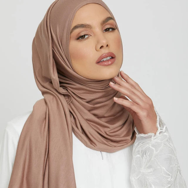 PREMIUM INSTANT JERSEY HIJAB  DUSTY TAUPE   Premium Quality Jersey Fabric Hijab Scarf Ready to Wear Instant