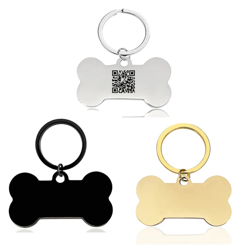 Wholesale QR Code Stainless Steel Blank Dog Tag Advertising Promotional Logo Engraved Keychain for Pet ID Name Collar Tags