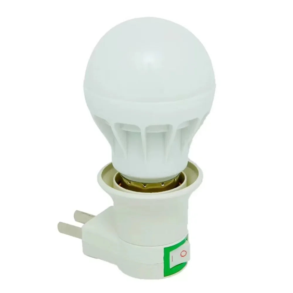 Mobile E27 Screw US/EU/UK Plug Energy-saving LED Light Bulb With Switch Small Night Light Conversion Lamp Head Wall Lamp Holder