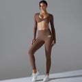 2025 New Women Solid Color Sexy Yoga Set Tight High Elastic Hip Lifting Antibacterial Yoga Clothes