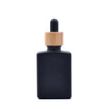 Rectangle 1oz/30ml Cosmetic Glass Dropper Oil Serum Bottle With Bamboo Lid
