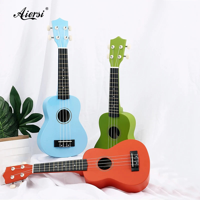Chinese Factory Aiersi Brand All Linden Wood soprano OEM Colorful 21 Inch China Ukulele Chord Practice Hot Sale for Student Kids