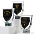 Jade Vertu JC-6008 Custom Black Crystal Trophy Shield Plaque Award Personalized Engraved Green Marble Base Eco-Friendly Modern