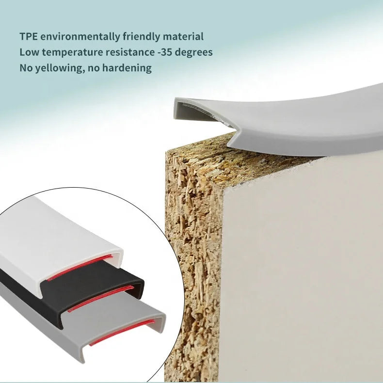 U-Shape Edge Banding Self Adhesive Veneer Edging TPE Flexible Furniture Edge Protector for Cabinet Repair Furniture Restoration