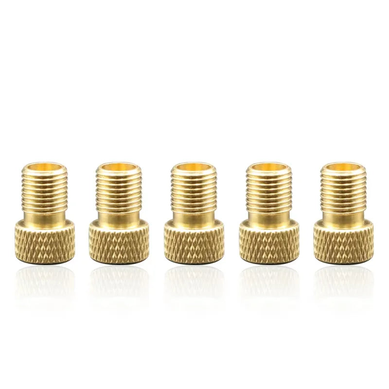 RIDERACE 5Pcs/set Bicycle Copper Valve Adapter Presta to Schrader Brass Converter Mountain Bike Tire Valve Nozzle Inflator Pump